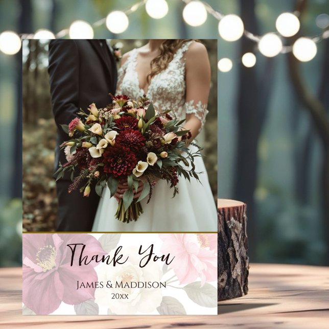 Playful Fox Autumn Floral Thank You Card (Creator Uploaded)