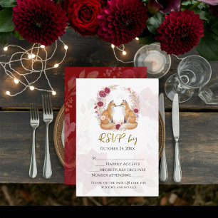 Playful Fox Autumn Wedding RSVP Card