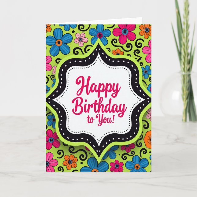 Playful Framed Birthday Card (Front)