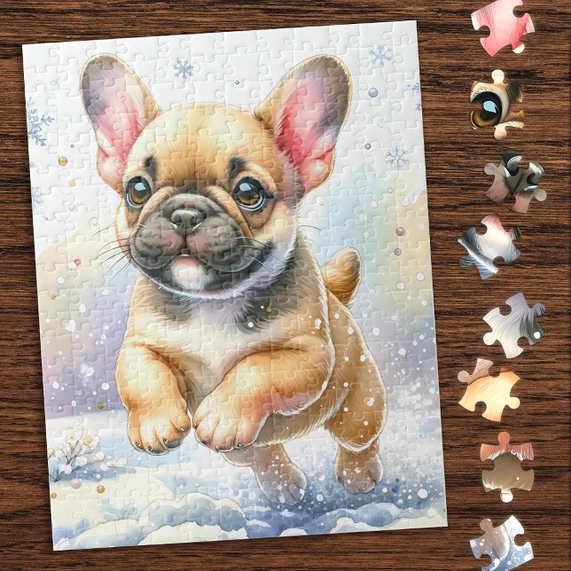 Playful French Bulldog Dog Puppy Christmas Jigsaw Puzzle (Creator Uploaded)