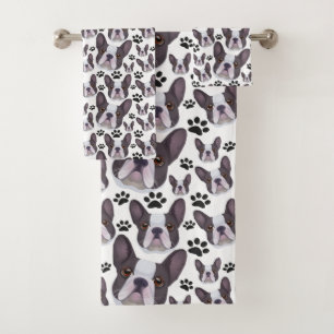 Playful Frenchie French Bulldog Pet Puppy Dog Bath Towel Set