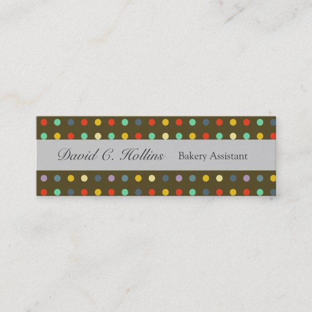 Playful Frisky Fun Cute Modern Colourful Polka Mini Business Card (Front)