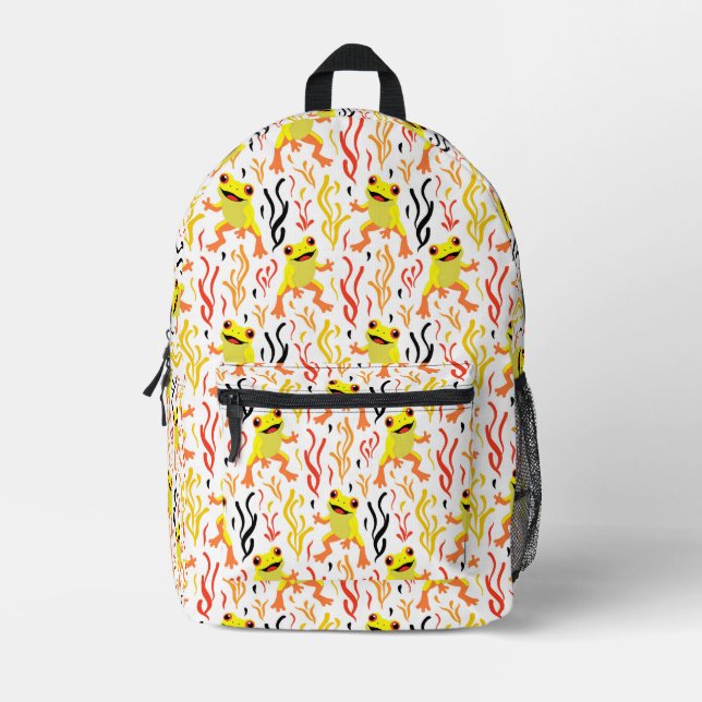 Playful Frogs Printed Backpack (Front)