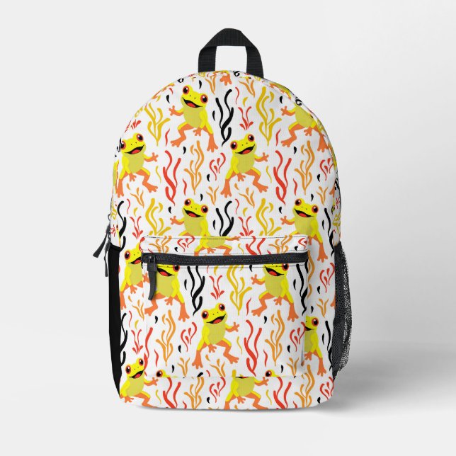 Playful Frogs Printed Backpack (Front)