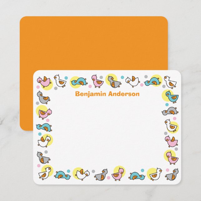 Playful Fun Duckies Ducklings Pastels Baby Shower Thank You Card (Front/Back)