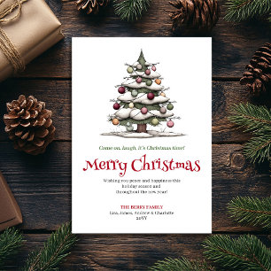 Playful Funny Christmas Tree Digital Greeting Holiday Card