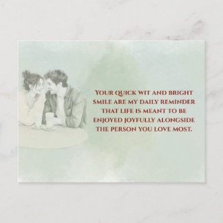 Playful & Funny Love Quote Postcard | Laughing Cou