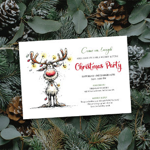 Playful funny reindeer Christmas party invite