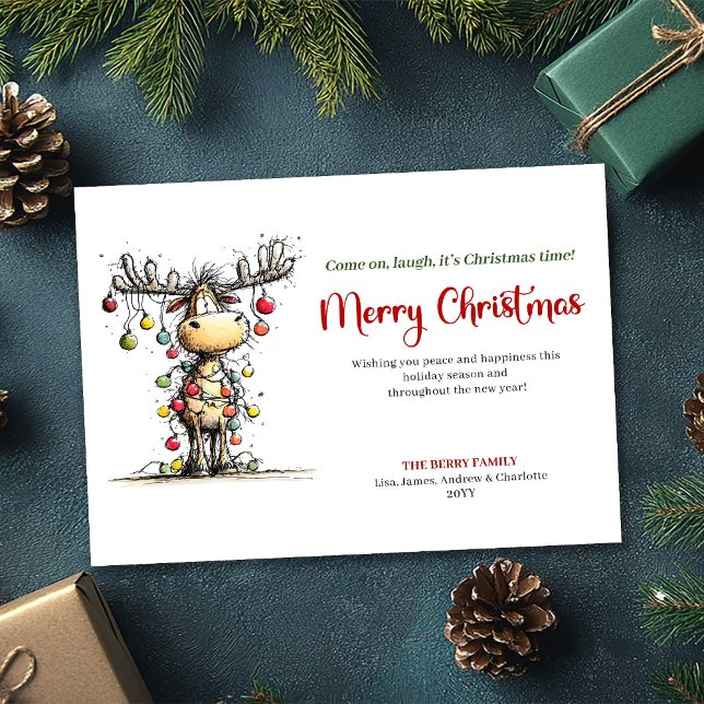 Playful Funny Reindeer Holiday Greeting Card (Playful Funny Reindeer Holiday Greeting Card)