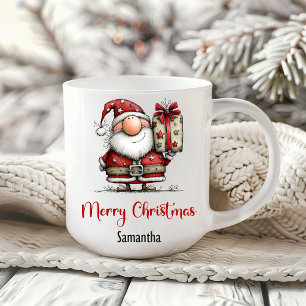 Playful Funny Santa Cartoon Christmas Coffee Mug