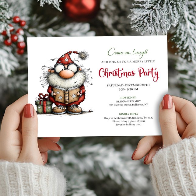 Playful Funny Santa Claus Party Digital Invitation (Playful Funny Santa Claus Party Digital Invitation)