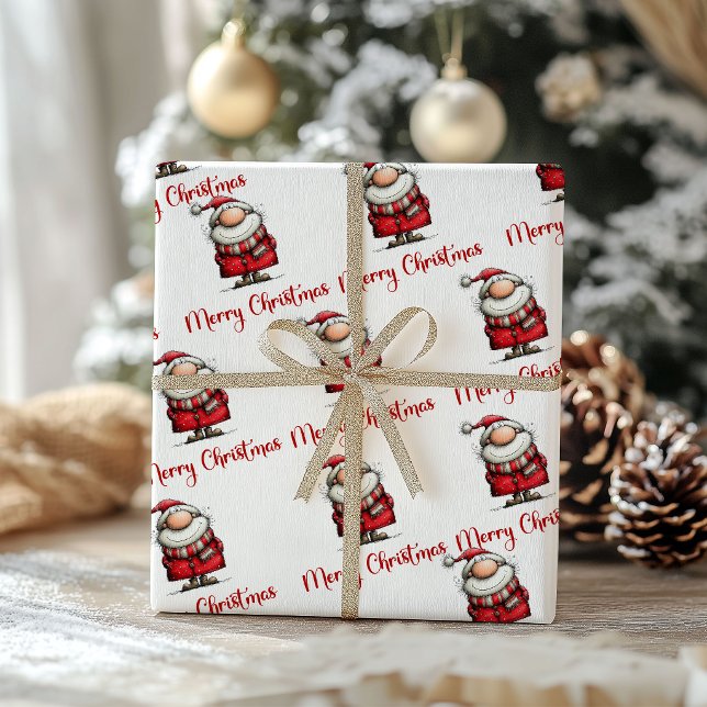 Playful Funny Santa Claus Whimsy Wrapping Paper (Playful Funny Santa Claus Whimsy Wrapping Paper)
