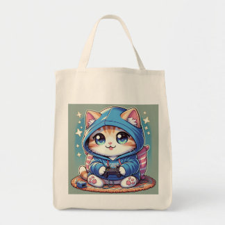 Playful Gamer Cat in Cosy Setting Tote Bag