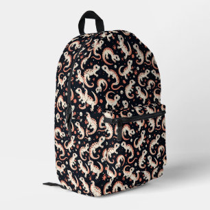 Playful Gecko Pattern Printed Backpack
