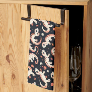 Playful Gecko Pattern Tea Towel