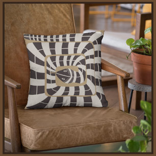 Playful Geometric Abstract Stripe Snake   Neutral  Cushion