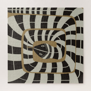 Playful Geometric Abstract Stripe Snake Neutral Jigsaw Puzzle