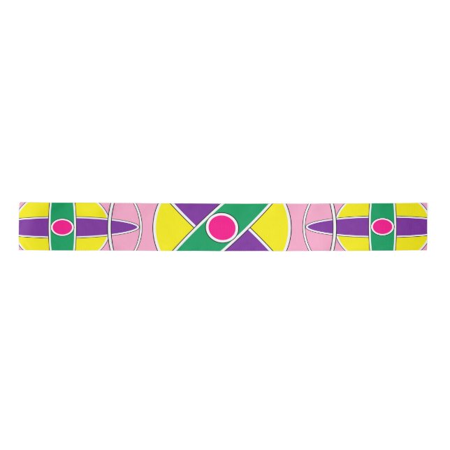Playful geometric cross pattern satin ribbon (Front)