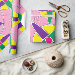 Playful geometric cross pattern wrapping paper