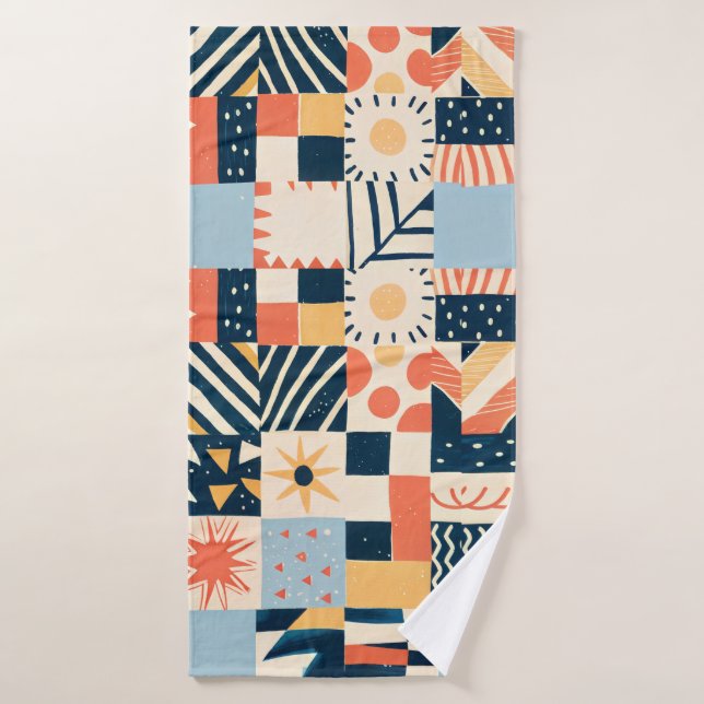 Playful geometric pattern bath towel (Bath Towel)