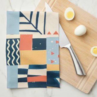 Playful geometric pattern tea towel