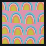 Playful Geometric Rainbow Pattern in Bright Pink Faux Canvas Print<br><div class="desc">Playful Geometric Rainbow Pattern in Bright Pink</div>