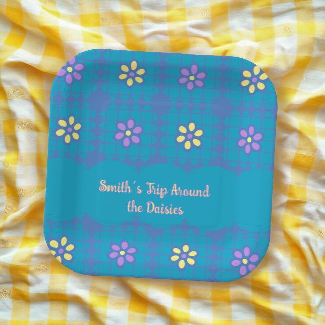 playful geometrical colourful daisy pattern summer paper plate (Creator Uploaded)