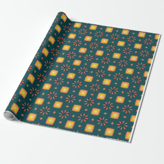 Playful geometry pattern on blue background wrapping paper