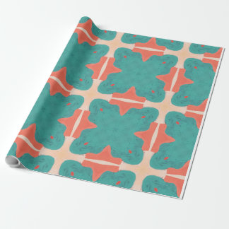 Playful geometry pattern on blue background wrapping paper