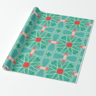 Playful geometry pattern on blue background wrapping paper