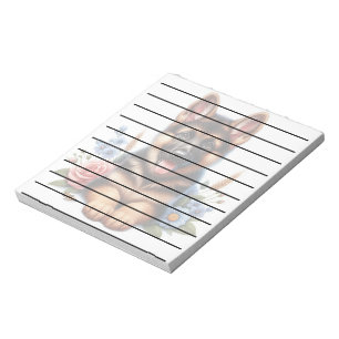 Playful German Shepherd Puppy with Flowers  Notepad