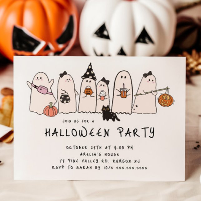 Playful Ghost Halloween Party Invitation (Creator Uploaded)