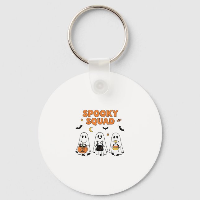 Playful Ghost Ice Cream Popsicle Cartoon  Key Ring (Front)