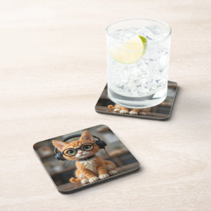 Playful Ginger Cat Coaster