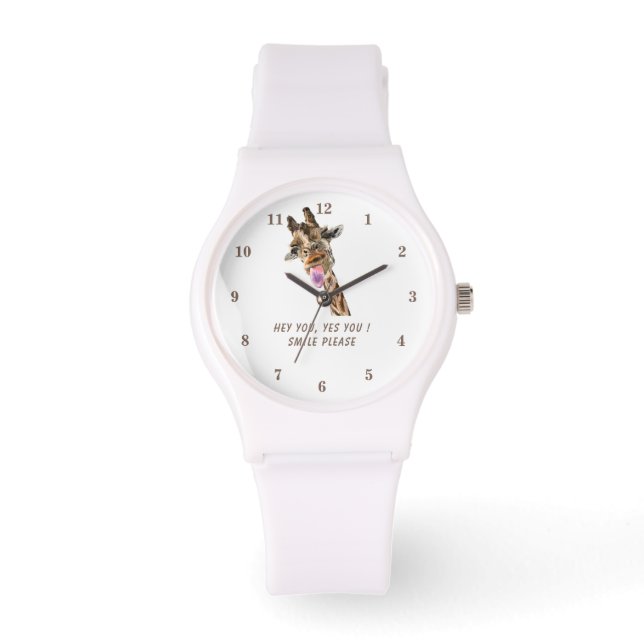 Playful Giraffe Funny Watch - Custom Text (Front)