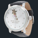 Playful Giraffe Funny Watch Smile - Custom Text<br><div class="desc">Funny Watches with Giraffe Tongue Out and Playful Wink Cartoon Drawing Giraffes Smile Watch - Customisable - or Choose / Add Your Unique Text / Font / Colour - Make Your Special Gift - Resize and move or remove and add elements / image with Customisation tool ! - Drawing and...</div>
