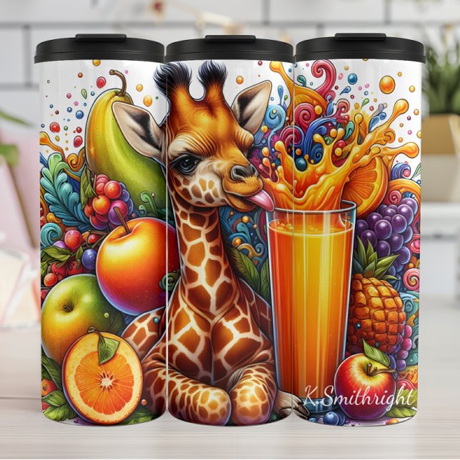 Playful Giraffe Vibrant Fruit Juice Thermal Tumbler (Creator Uploaded)