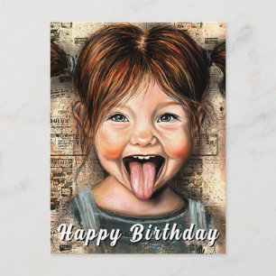 Playful Girl Funny Birthday Card