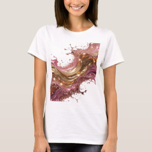 Playful Gold ABSTRACT ART Fashion Print T-Shirt