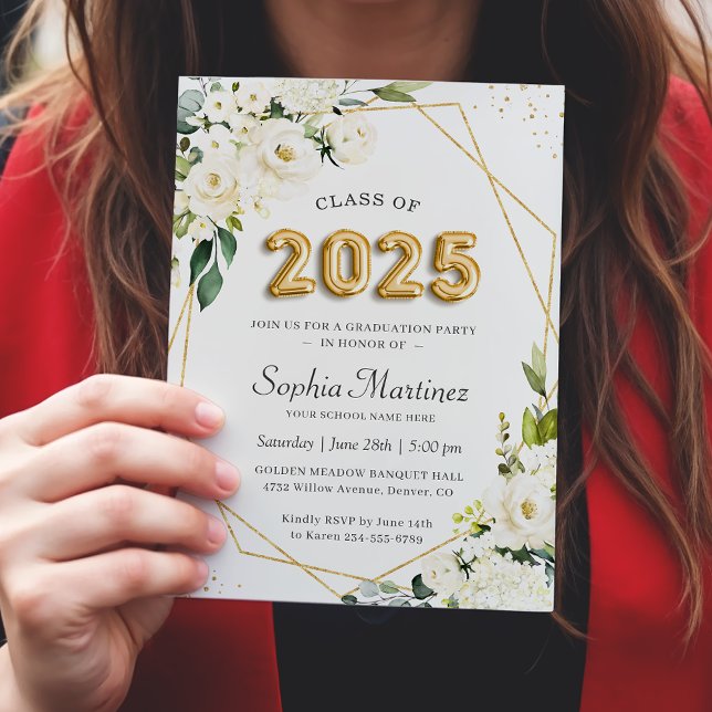 Playful Gold Balloon Lettering 2025 Graduation Invitation (Creator Uploaded)