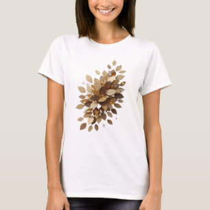 Playful Gold GOLDEN LEAVES Slogan Design T-Shirt