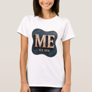 Playful Gold ME EST 1970 Slogan Design T-Shirt