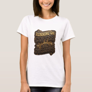 Playful Gold RUNNING ON COFFEE AND BAD DECISIONS T-Shirt