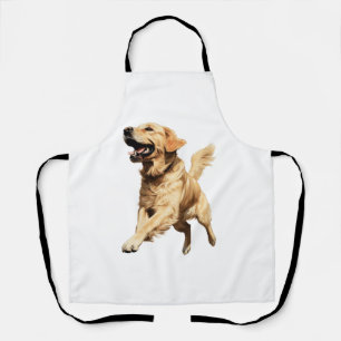 Playful Golden Retriever Puppy - Cheerful Pet Illu Apron