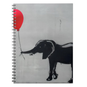 Playful Graffiti Elephant with Red Balloon Art Notebook