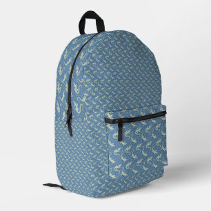 Playful Green Alligator Paisley on Blue Printed Backpack
