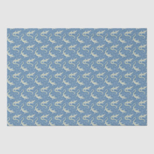 Playful Green Alligator Paisley on Blue Tissue Paper