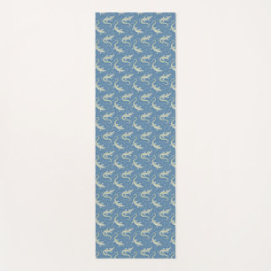 Playful Green Alligator Paisley on Blue Yoga Mat