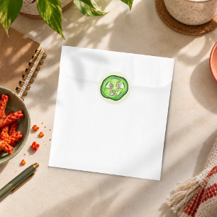 Playful Green Jalapeño Pepper Slice Classic Round Sticker