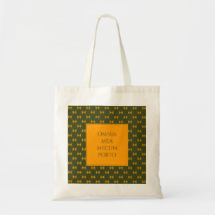 Playful Green Yellow Fish Pattern Latin Saying Tote Bag